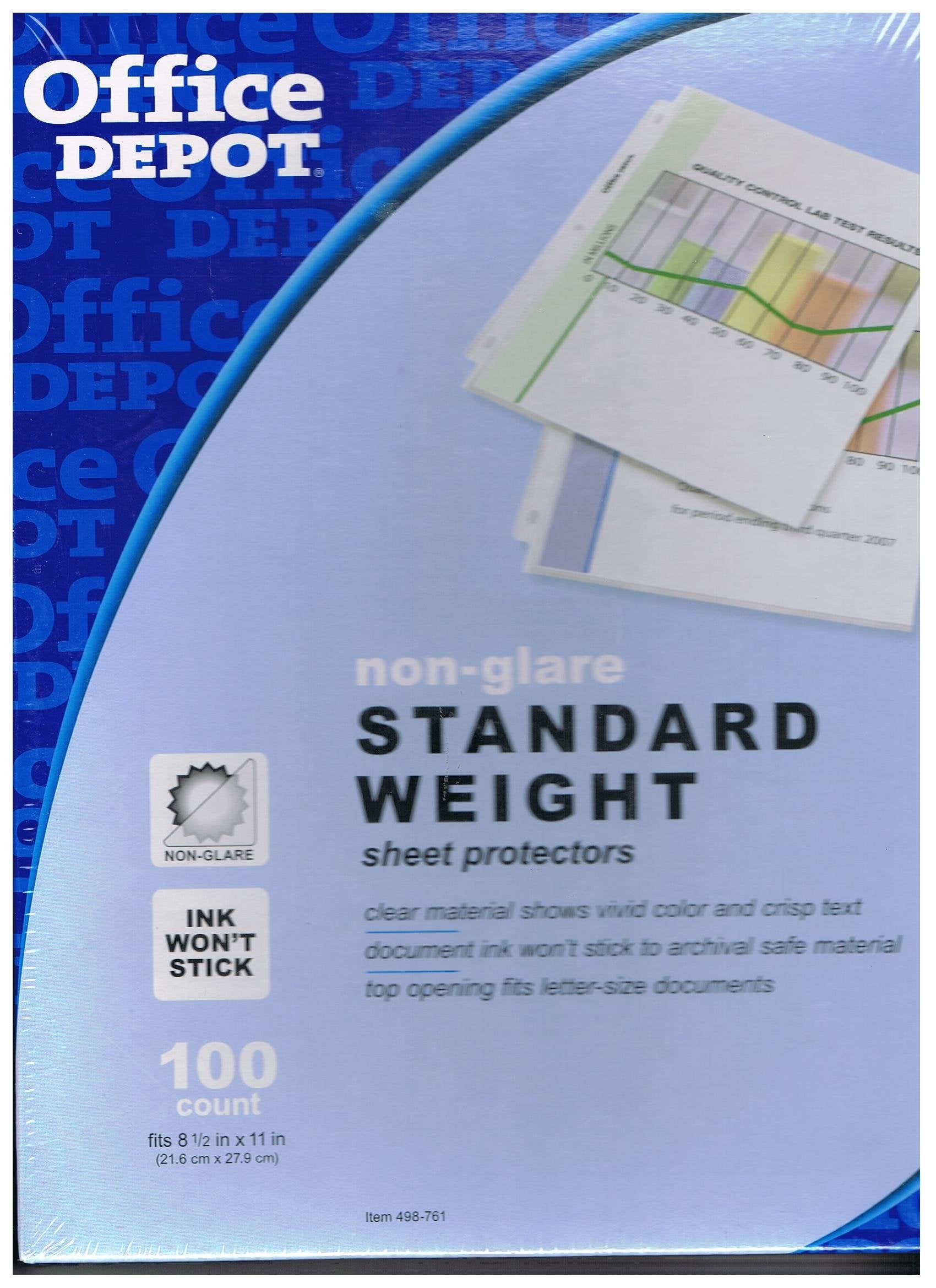 Office Depot Top-Loading Sheet Protectors, Standard Weight, Non-Glare, Box Of 100, 498761