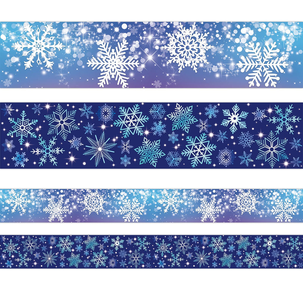 Snowflakes Bulletin Board Border 36Ft Straight Trim For Christmas Party Decoration Winter Themed Classroom 1 Roll