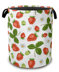 Strawberry Laundry Hamper,Collapsible Laundry Baskets,Flowers Leaf Dirty Clothes Baskets with Handles,Oxford Cloth Hamper for Be