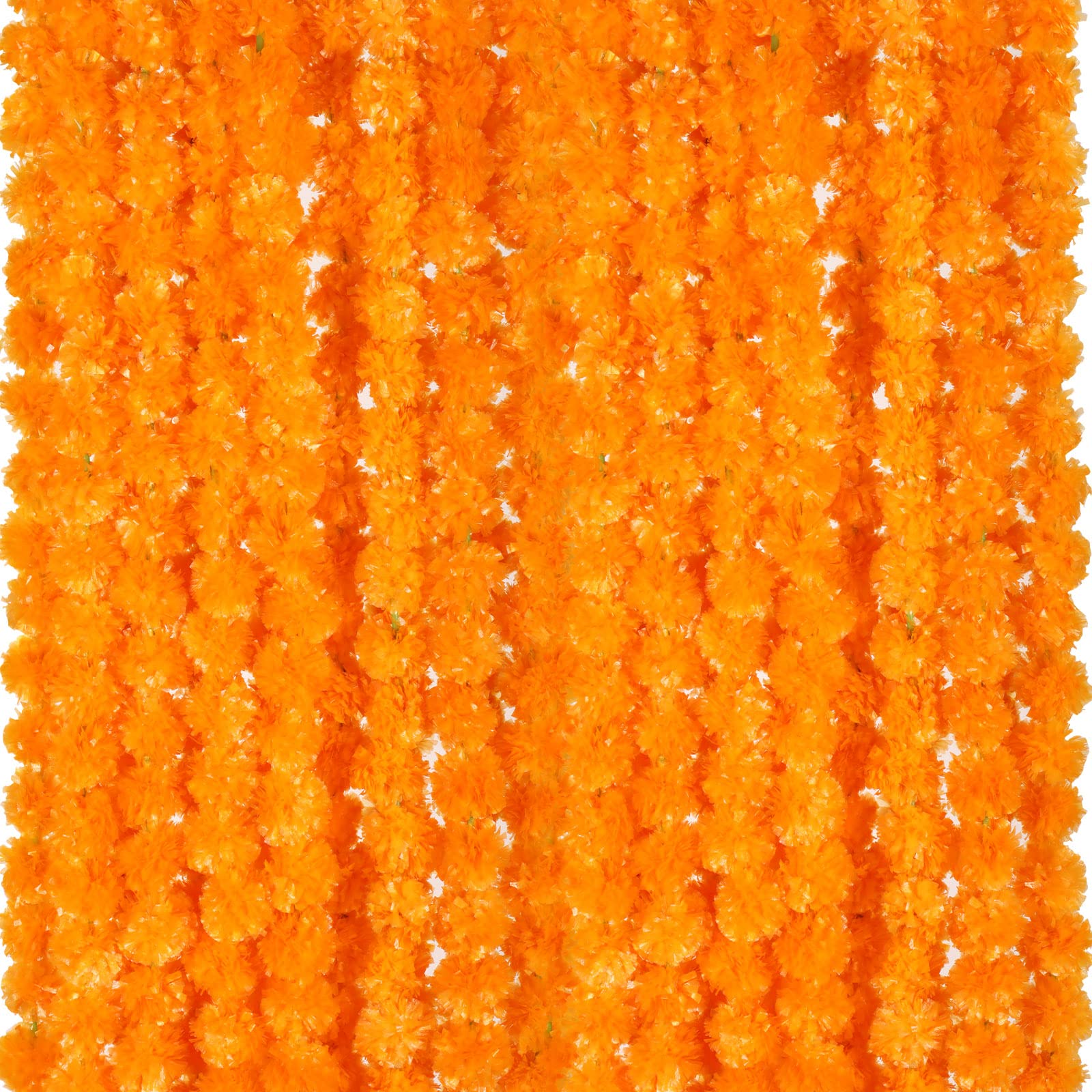 Giegxin 15 Pack Marigold Garland for Decoration 5 ft Long Strands Faux Artificial Marigold Flowers Indian Wedding Party Mantle D