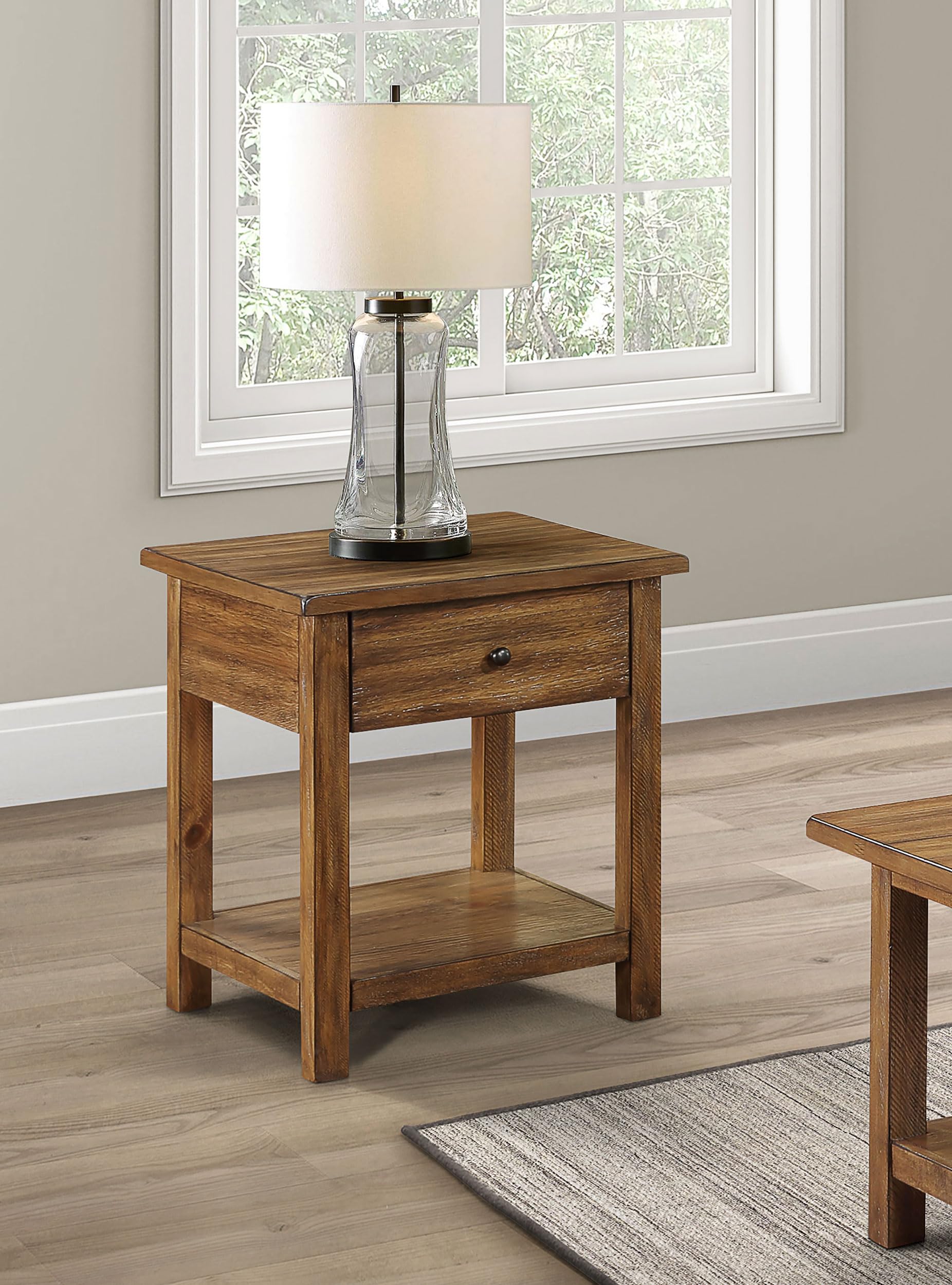 Coaster Home Furnishings Payne 1-Drawer Wood End Table with Shelf Distressed Brown