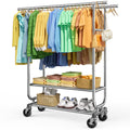 Sakugi DoubleRod Garment Rack 2Tier 42.5 x16.9 x65.2 Silver Wheels