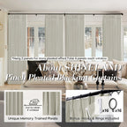 Shineland 2 Panels Beige 102 Inch Length Pinch Pleated Linen 100% Blackout Curtains With Hooks
