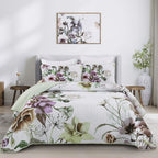 Drucon Floral Quilt Set Queen 3 Pieces Boho Green Quilt Coverlet Set Soft Microfiber Lightweight Green Quilted Bedspread for All