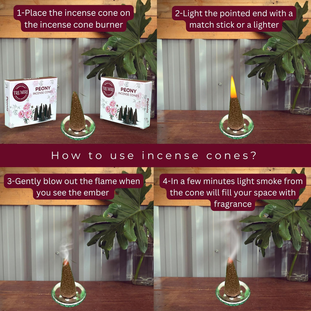 Peony Incense Cones - Total 20 Cone Incense - Dual Pack Of 10 Insence Cones - Incense Cones Scented - Cone Incense Scents - Inse
