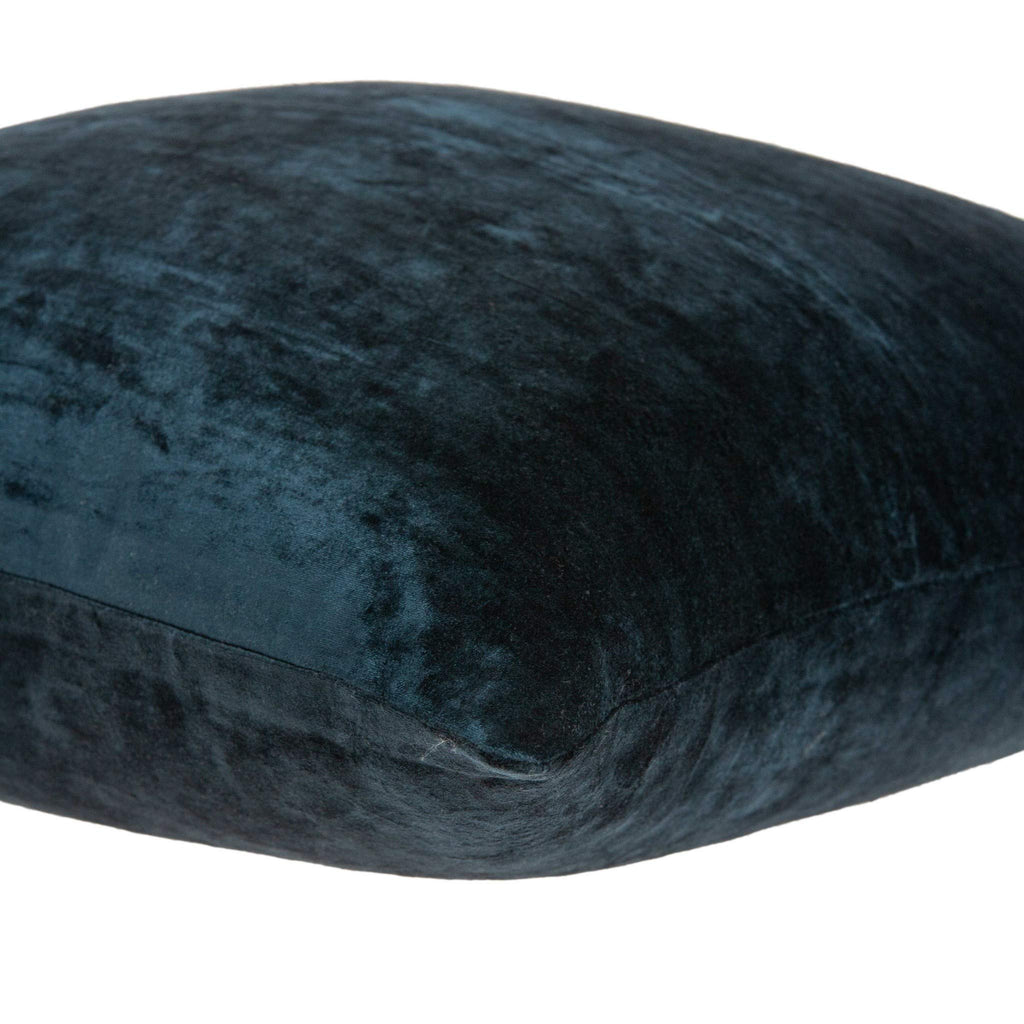 HomeRoots 50% Cotton, 50% Viscose 18' x 7' x 18' Transitional Dark Blue Solid Pillow Cover with Poly Insert