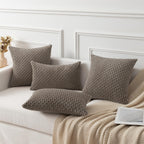 Kevin Textile 2 Packs Light Brown Euro Farmhouse Decorative Throw Pillow Covers 26X26 Inch For Living Room Couch Bed Sofa Rustic Boho Home Decor Soft Striped Corduroy Square Cushion Case 66X66 Cm