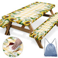 Britown Picnic Table Cover With Bench Covers Elastic Edges, Yellow Fitted Table Cover, Outdoor Patio Camping Essentials 60 Inch