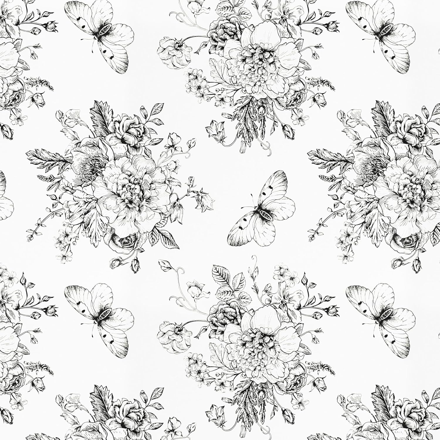 Micpolo Floral and Butterfly Self Adhesive Shelf Liner for Kitchen Bedroom Cabinets Waterproof Drawer Liner Dresser Vinyl Rolls 