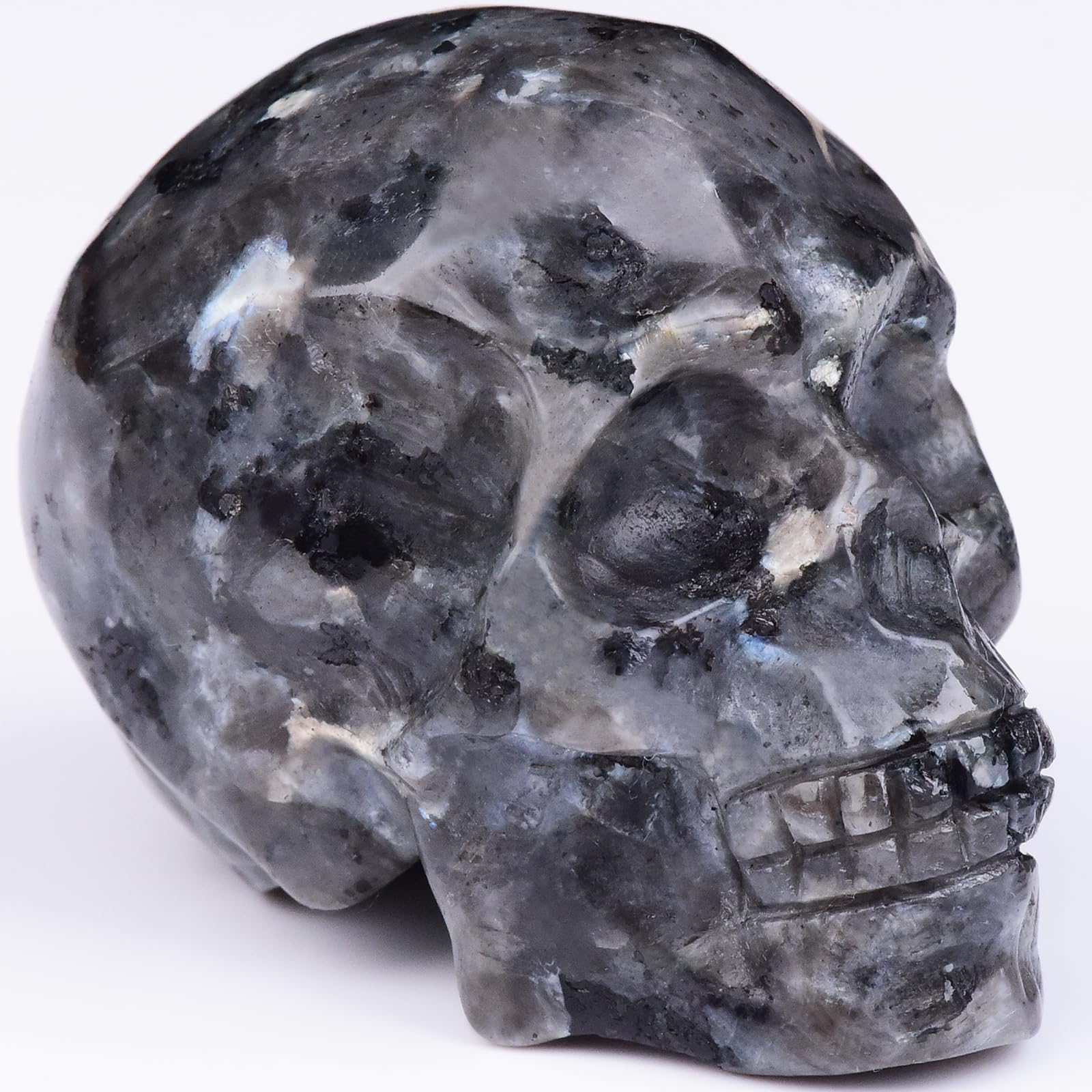 QLRSUXN 2 Inch Shimmer Stone Crystal Skulls Decor,Human Skull Sculpture Statues Healing Crystal Decor,Halloween Skull Figurines,