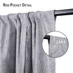 Dwcn Ombre Blackout Curtains-Damask Patterned Tie Up Shade For Window Thermal Insulated Room Darkening Rod Pocket Curtains For K