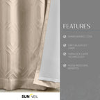 Elrene Home Fashions Sunveil Huxley Geometric Blackout Window Curtain Panel, 52X84, Taupe