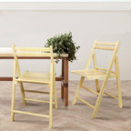 Casual Home Wooden Folding Chairs 2-Pcs Set - Natural