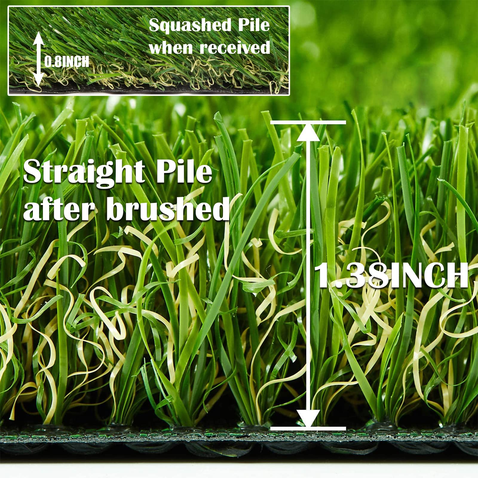 Zgr Artificial Grass Rug 4 Ft X 6 Ft Fake Faux Grass, Indoor Outdoor Patio Garden Lawn Landscape Synthetic Grass Mat, Realistic Turf, 4-Tone/Soft, With Drainage Holes & Rubber Backing/Many Sizes