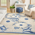 Nourison Aloha Indoor/Outdoor Blue/Grey 7'10' X 10'6' Area Rug, Easy Cleaning, Non Shedding, Bed Room, Living Room, Dining Room, Kitchen (8X11)
