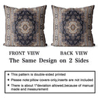 Snycler Boho Throw Pillow Covers 18X18 Inch Set Of 2 Black Medallion Border Area Rug Double Sided Pattern Cotton Soft Pillow Cas