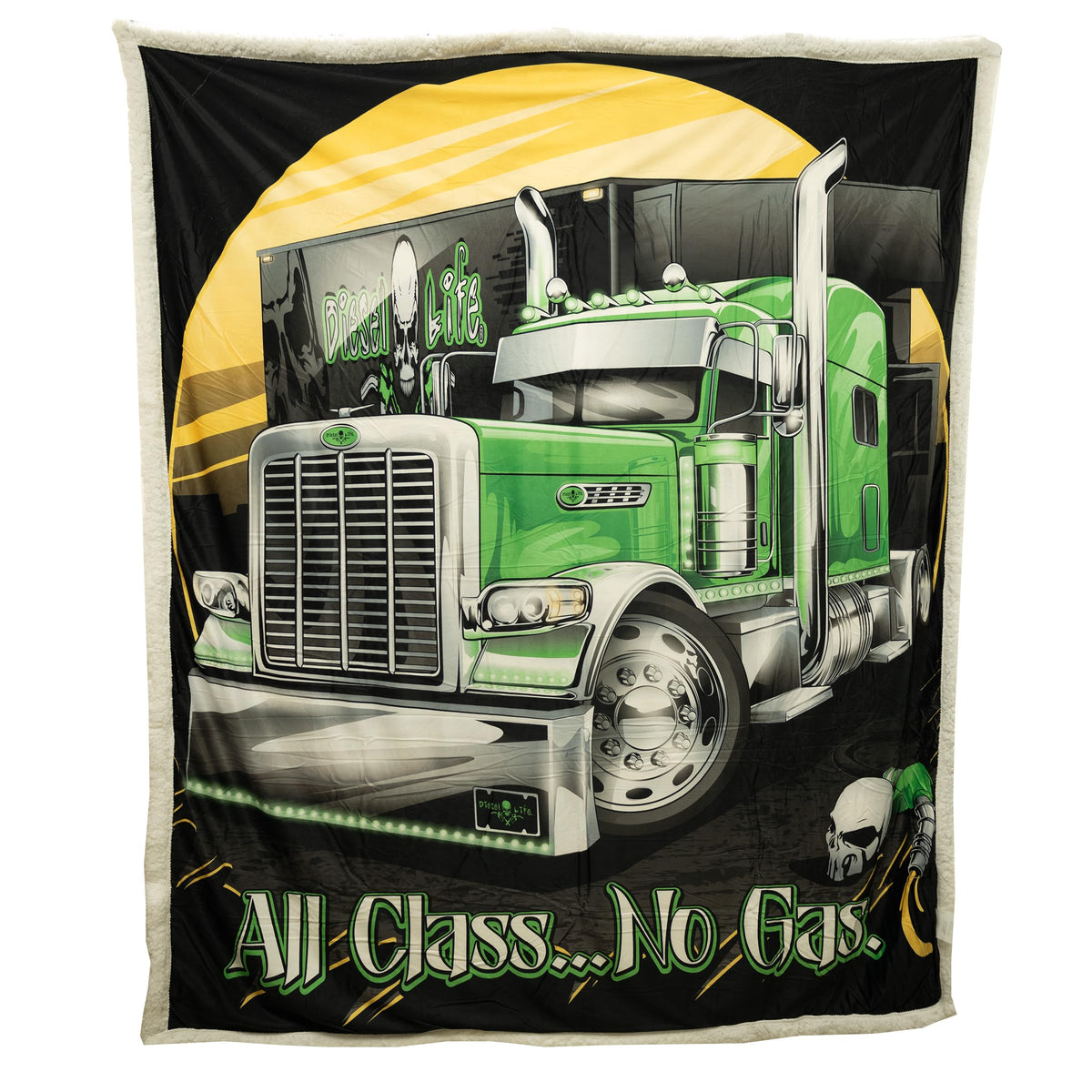 Diesel Life Dl02Class All Class... No Gas Sherpa Throw Blanket - 60 Inch X 70 Inch