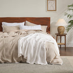 Bedsure 100% Cotton Blanket Queen Size For Bed - Waffle Weave Oeko Tex Blanket, Lightweight And Breathable Soft Christmas Blanke