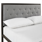 Modway Mia Upholstered Brown Beige Tufted Platform Bed with Metal Slat Support in Full