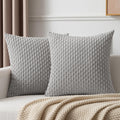 Kevin Textile 2 Packs Light Grey Decorative Throw Pillow Covers 26X26 Inch For Living Room Couch Bed Sofa Rustic Farmhouse Boho Home Decor Soft Striped Corduroy Square Cushion Case 66X66 Cm