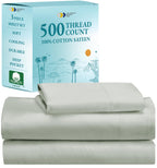 California Design Den - Finest Twin Cotton Sheets Set, Soft 100% Cotton Cooling Sheets Deep Pockets, 500 Thread Count Bedsheet Set Twin Sheets Set, Twin Bed Sheets (Silver Sage)