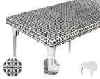 Toptablecloth 6Ft 72X30 Inch Black Patterned Plastic Rectangle Tablecloths Elastic Corner Vinyl Christmas Tablecloth Fitted Rect