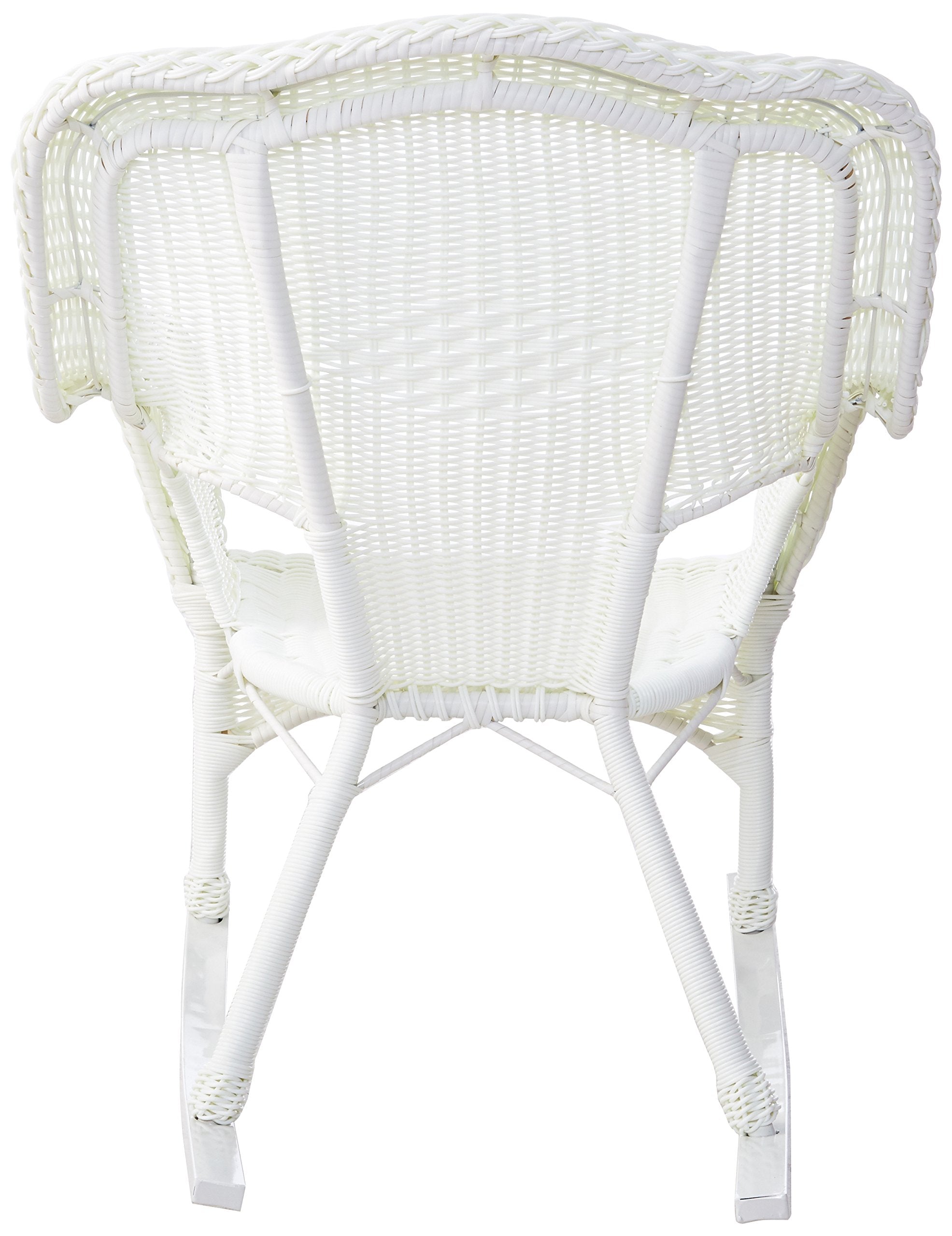 International Caravan Furniture Piece Camelback Resin Wicker Rocker, White