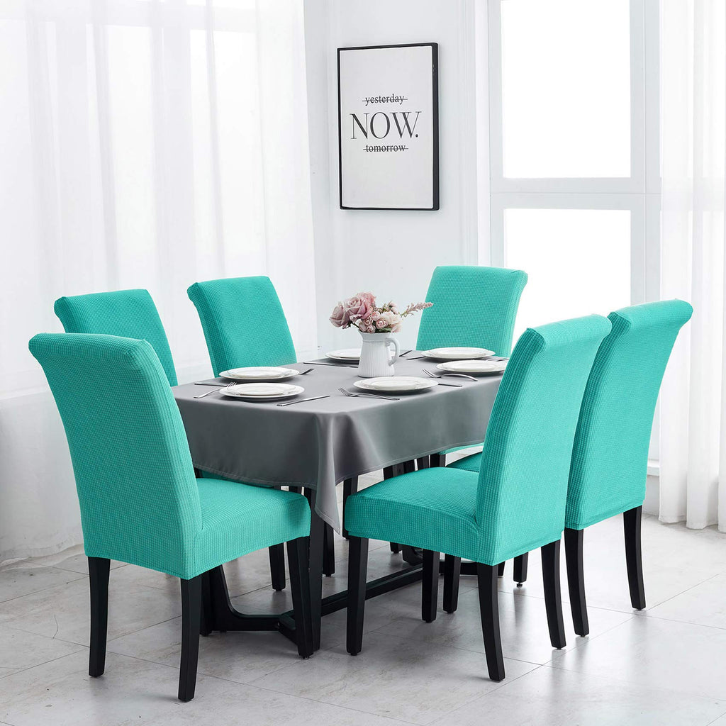 Joccun Chair Covers For Dining Room Set Of 2,Water Repellent Dining Chair Slipcovers Stretch Dining Room Chair Covers Seat Protector,Washable Parsons Chair Cover For Home,Hotel(Turquoise,2 Pack)