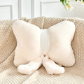 Xvtru Ivory Bow Pillow, Soft Bow Decorative Pillows With Faux Rabbit Fur, Cute 12' Bow Throw Pillows, Aesthetic Home Decor Bow