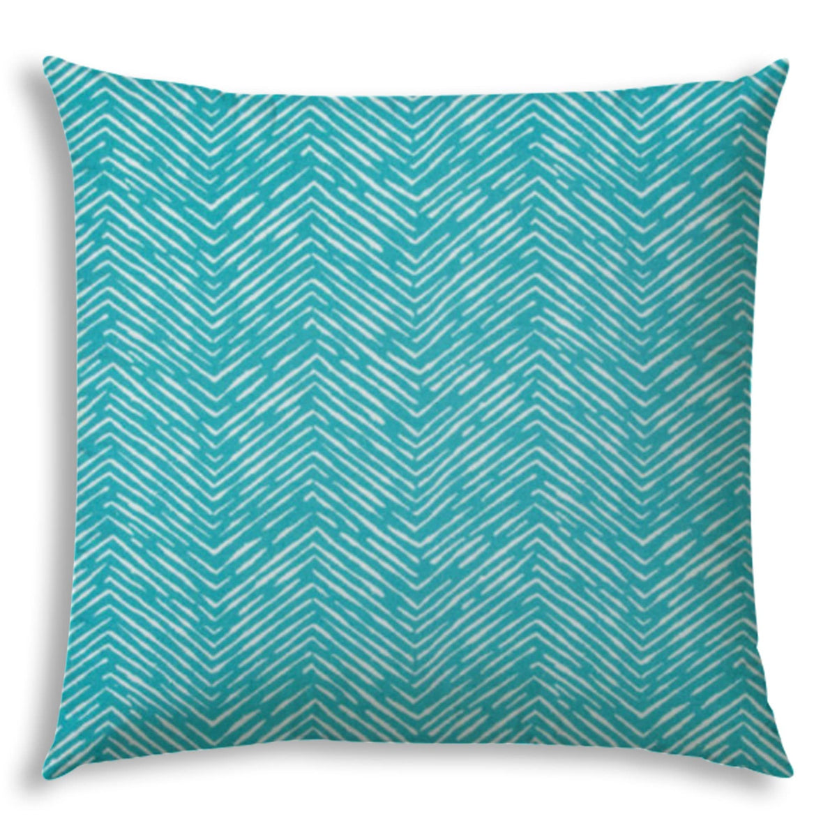 HomeRoots 20' X 20' Turquoise and White Zippered Polyester Chevron Throw Pillow Cover