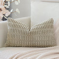 Otostar Corduroy Decorative Throw Pillow Covers 16X24 Inch Super Soft Boho Striped Rectangle Pillow Covers Case Modern Cushion Covers For Sofa Couch Bedroom Car Decor Khaki