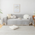 Handontime Grey Sofa Cover For Couch Boho Couch Cover For 3 Seat Couch Dog Couch Cover Love Seat Couch Covers Light Grey Sofa Sectional Cover 71' X134' Tassel Chenille Herringbone Sofa Covers