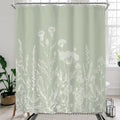 Riyidecor Sage Green Floral Wildflower Shower Curtain for Bathroom Decor 60Wx72H Plant Herbs Botanical Nature Leaf Rustic Farmho