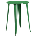 Flash Furniture Philip Commercial Grade 30" Round Green Metal Indoor-Outdoor Bar Height Table
