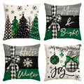 Avoin Colorlife Merry Christmas Joy Xmas Trees Green Throw Pillow Covers, 18 X 18 Inch Christmas Winter Holiday Cushion Case Dec