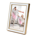 MIMOSA MOMENTS Brass tone Picture Frame with White Enamel (Brass & White,5x7 photo)