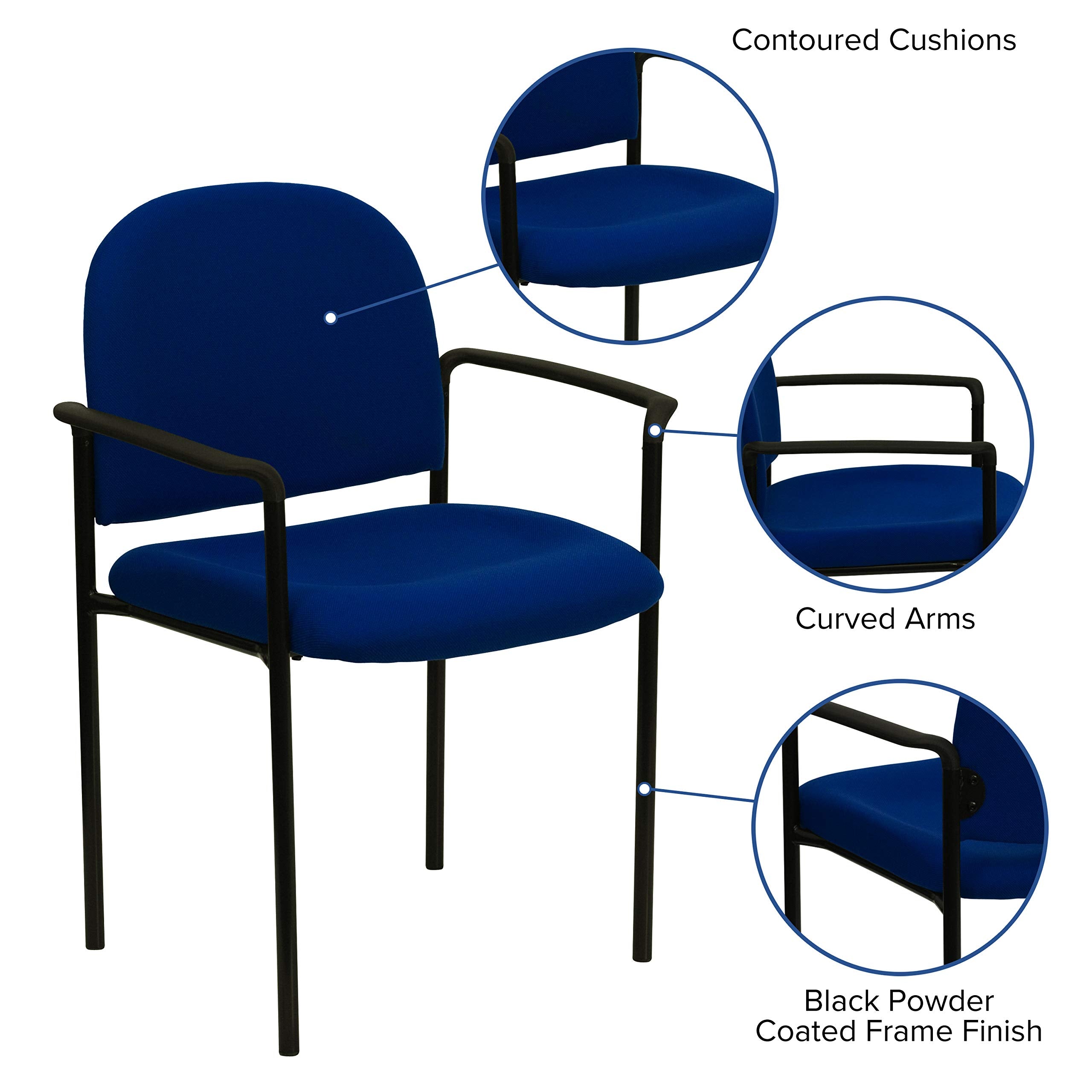 Flash Furniture Tiffany Comfort Navy Fabric Stackable Steel Side Reception Chair with Arms