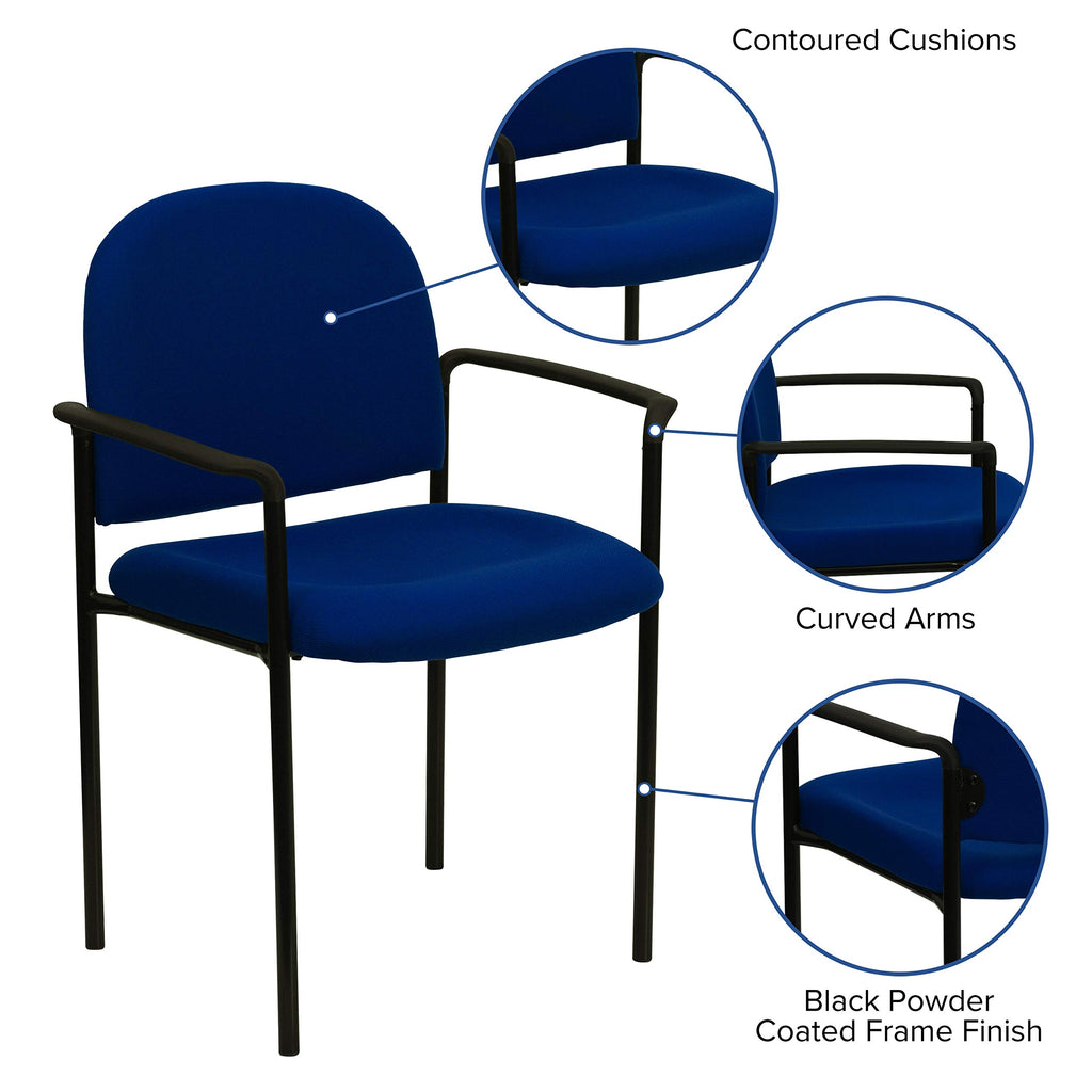 Flash Furniture Tiffany Comfort Navy Fabric Stackable Steel Side Reception Chair with Arms