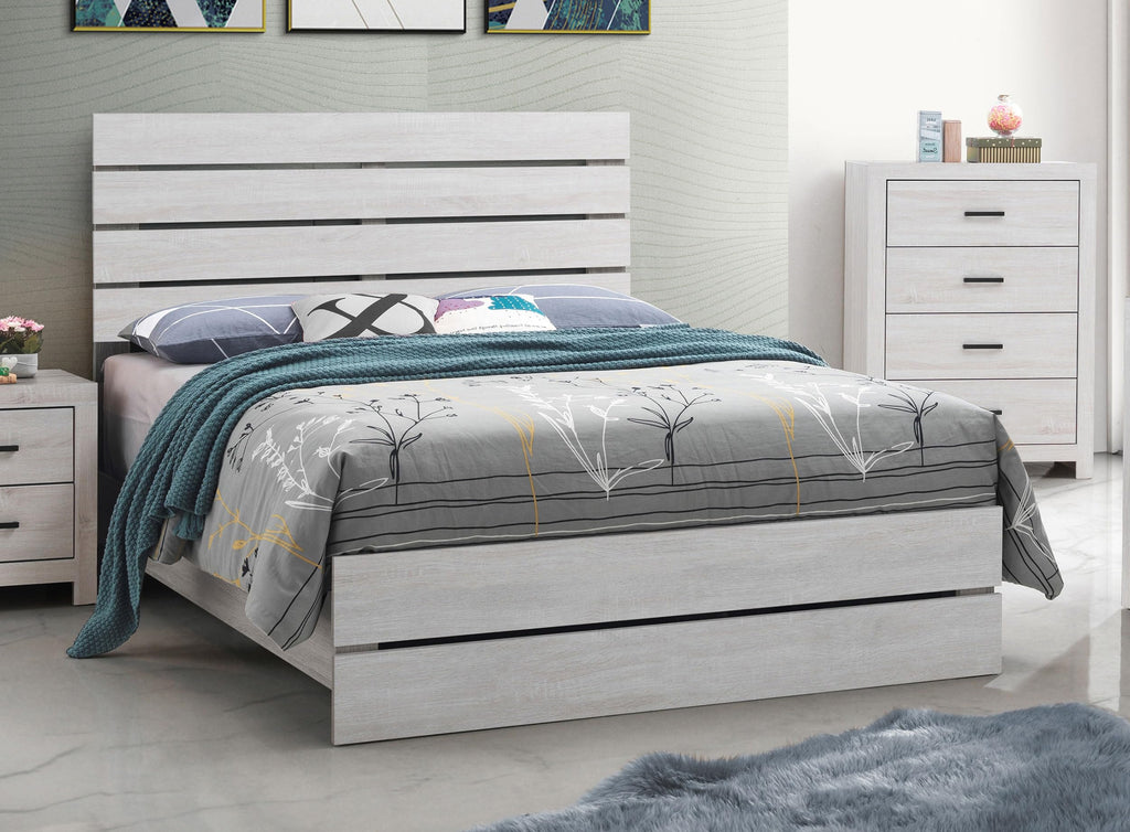 Coaster Home Furnishings Brantford Farmhouse Wood Eastern King Size Panel Bed Frame 52-inch Headboard Coastal White 207051KE