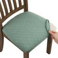Fuloon 6 Pack Stretch Jacquard Chair Seat Covers, Removable Washable Anti-Dust Dinning Room Chair Seat Cushion Slipcovers (6, Dark Green)