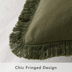 Miulee Pillow Covers Boho Farmhouse 18X18 Set Of 2 Decorative Olive Green Couch Pillow Covers With Fringe Chic Cotton Throw Pillows Home Decor Accents For Spring Cushion Sof Bed Living Room