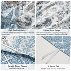 Phf Ultra Soft Floral Duvet Cover Queen Size, Printed Boho Bedding Set 3 Pieces, Comfy Farmhouse Reversible Paisley Pattern Duve