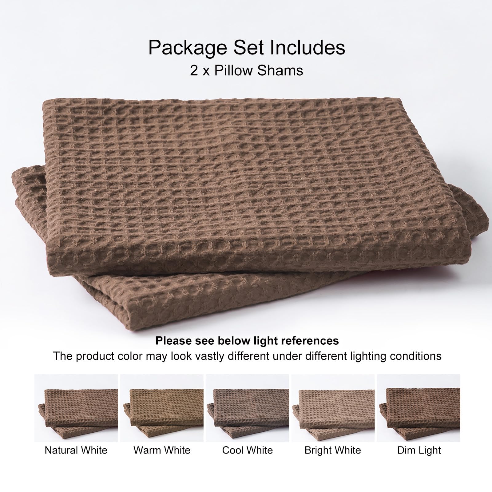 Phf Ultra Soft Waffle Weave Pillowcases King Size 20' X 36' 2 Pack, No Insert, Breathable Skin-Friendly Pillow Shams, Decorative Waffle Weave Pillow Case Covers, Cocoa Brown