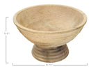 Creative Co-Op Df2440 Ridged Mango Wood Footed Bowl, Brown, 5 Quarts, Large