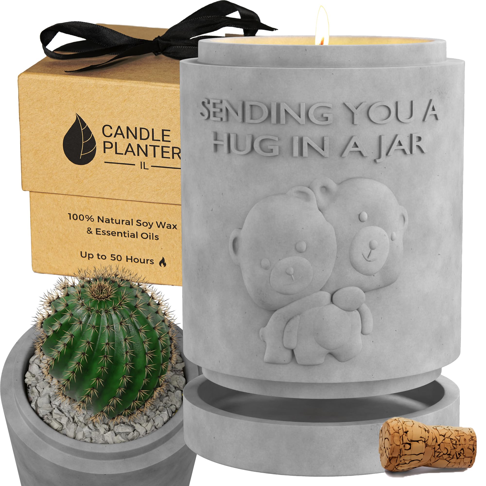 Candle Planter Hug in a Jar Romantic, Aromatherapy Candles - Natural Soy Wax, Long-Lasting 50-Hour Burn, Lavender Scents - Gifts