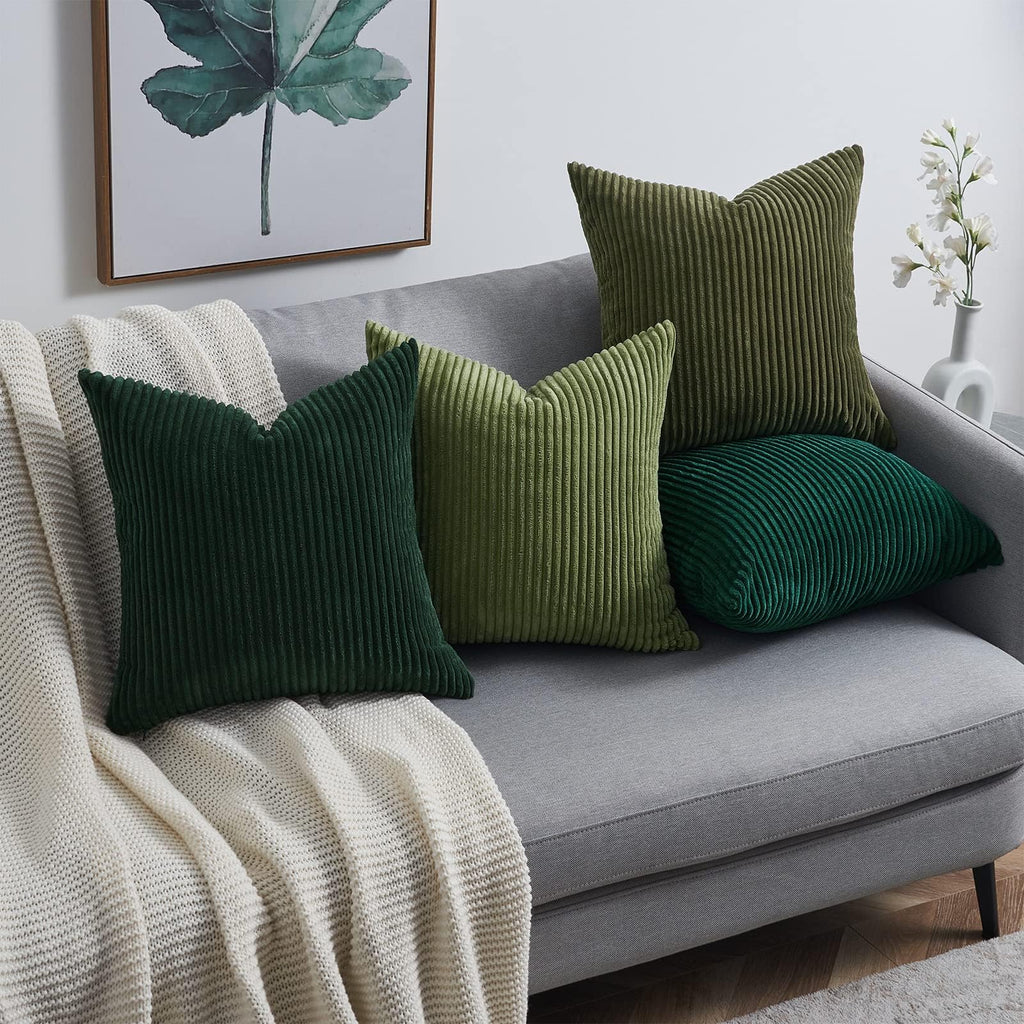 Topfinel Corduroy Throw Pillow Covers Pack Of 2 Gray 16'X16' No Insert With Hidden Zipper | Decorative Cushion Covers For Fall