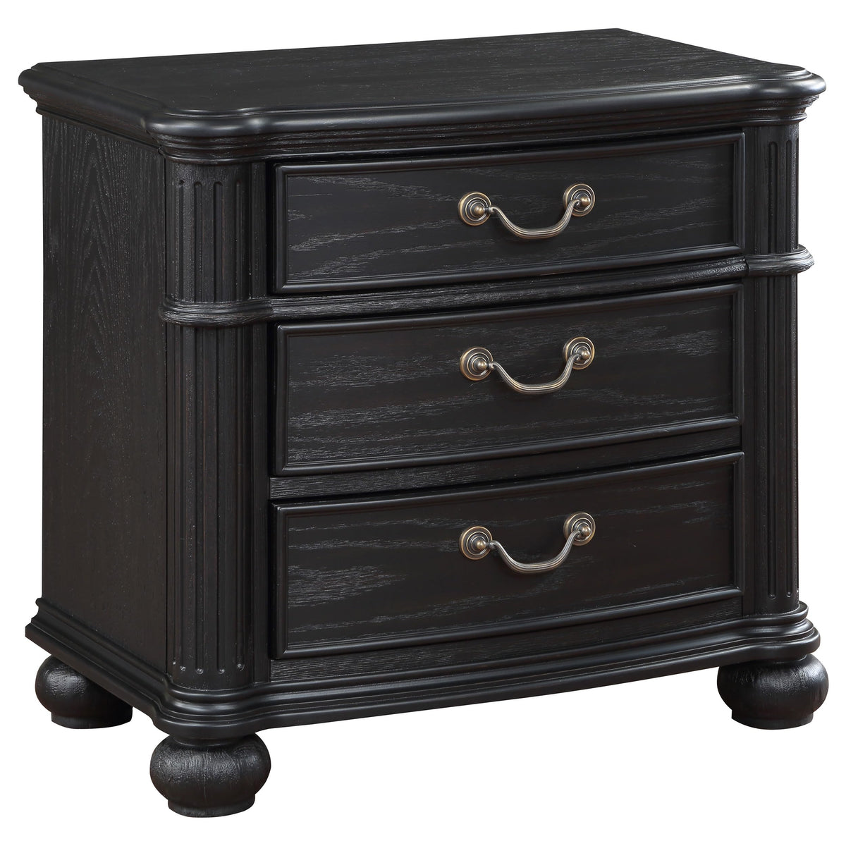 Coaster Home Furnishings Celina Traditional Wood 3-Drawer Bedroom Nightstand Bedside Table Organizer Unit Black 224762