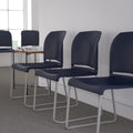Flash Furniture Hercules Series 880 Lb. Capacity Navy Full Back Contoured Stack Chair With Gray Powder Coated Sled Base