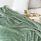 Miulee Fleece Throw Blanket With Stripe Pattern Fuzzy Flannel Sage Green Blanket For Couch Plush Warm Cozy Bed Blanket Boho Decor For Bed Sofa Chair Twin Size 60'X80'