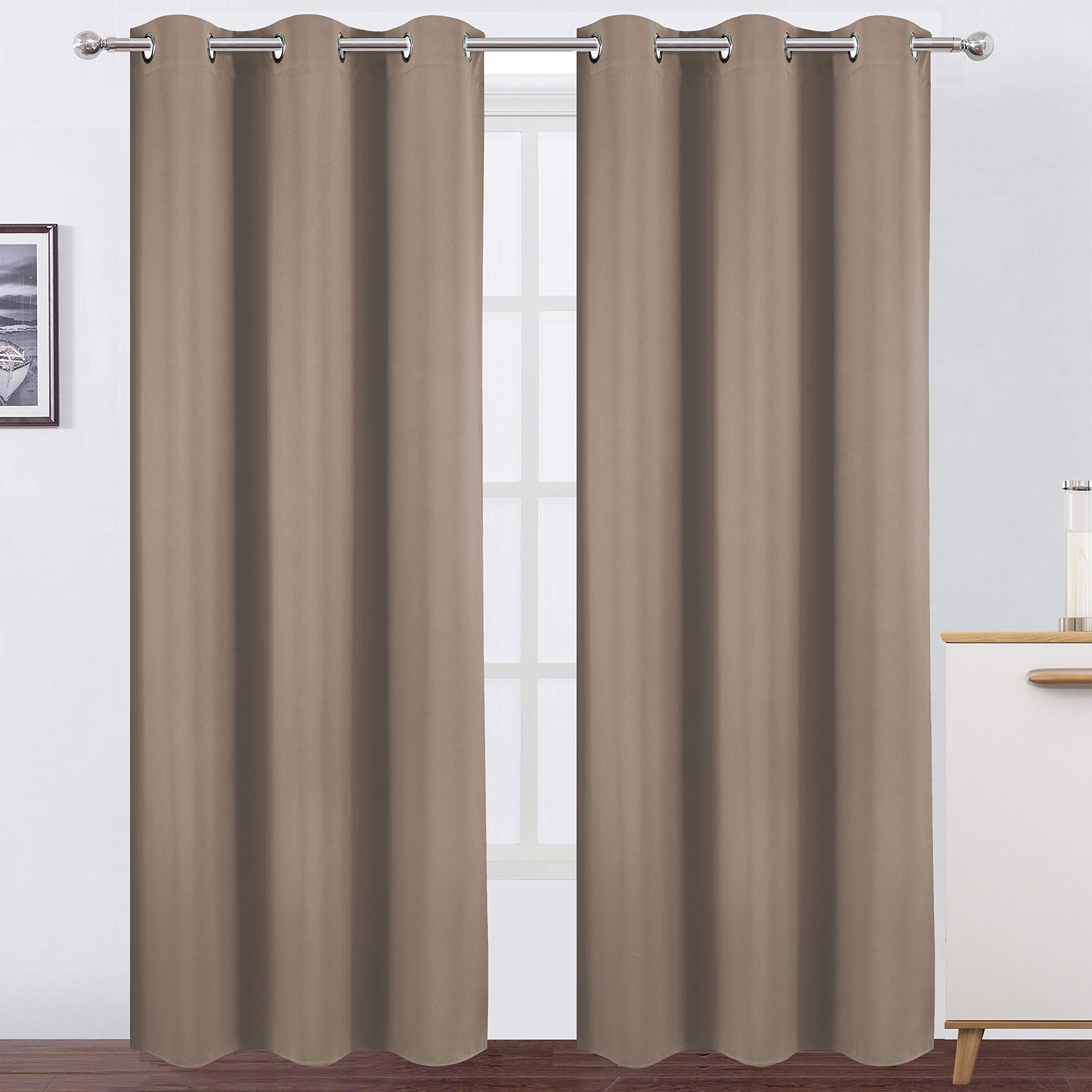 Lemomo Cappuccino Thermal Blackout Curtains/42 X 95 Inch/Set Of 2 Panels Room Darkening Curtains For Bedroom